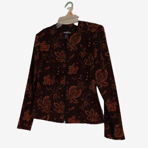 Positive Attitude brand vintage short brown zippered paisley jacket